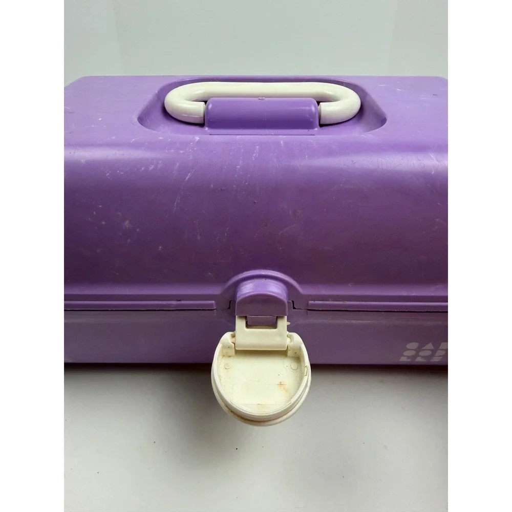 Vintage Caboodles Makeup Organizer Lilac Marble Purple Case Mirror 90s Style